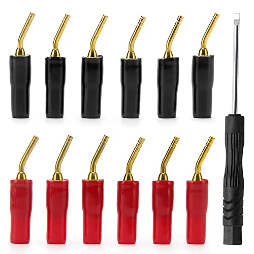 12 Stück 2mm Bananen Stecker Schrauben Typ, KUOQIY 2mm Lautsprecherkabel-Steckverbinder, Audio Lautsprecher Kabel Stecker Kupfer Vergoldet
