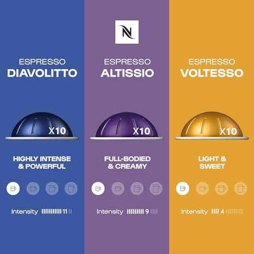 Nespresso, Vertuo, Altissio Diavollito Voltesso, Paquete de 3 cajas con 30 cápsulas