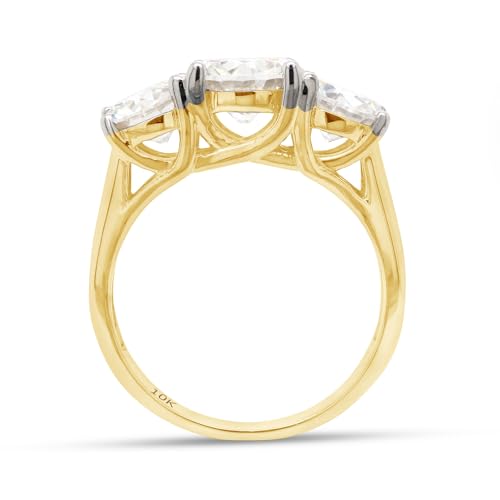 SAVEARTH DIAMONDS 3 Carat Round Cut Lab Created Moissanite Diamond Three Stone Engagement Ring for Women In 10K Or 14K Solid Gold Jewelry (VVS1 Clarity, 3.00 Cttw)4