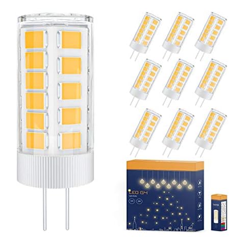 TASMOR G4 LED Light Bulbs 2W, G4 Led Warm White 3000K Capsule Bulb, Equivalent to 20W Halogen Bulbs, No Flicker Energy Saving LED G4 Lamps Bulbs, Non-Dimmable 300LM CRI>80 AC/DC 12V 10 Pack Cover