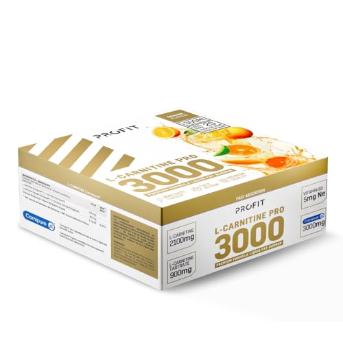 PROFIT - L-Carnitina PRO 3000-20 sticks x 15ml - Carnipure - Mejora la Energía, Resistencia y Rendimiento - Premium Formula Liquid Fat Burner - Con Vitamina B3 (20 sticks x 15 ml, Naranja)