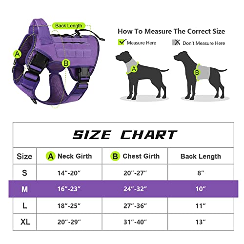 Wingoin Purple Harness With Handle Tactical Dog Harness Vest For Large Medium Dogs No Pull Adjustable Reflective K9 Military Dog Vest Harnesses For Walking, Hiking, Training(M) #TOP1