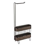 InterDesign Twillo Free Standing Toilet Paper Holder and Newspaper and Magazine Rack for Bathroom - Bronze