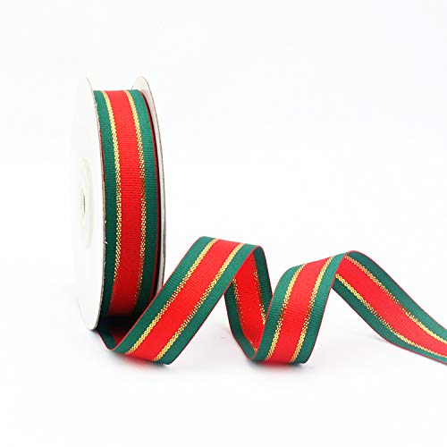 Christmas Checkered Plaid Ribbon 25 Yard Each Roll 100% Polyester Woven Edge Gingham Ribbon for Christmas Crafts, Gift Wrapping Red/Green/Gold (1 Inch(25mm))