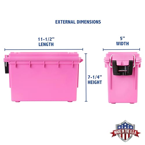 Image of Sheffield 12631 Ammo Storage Box, Stackable .30 Cal Field Boxes, Water and Dust Resistant, Lockable Storage Box with Handle, Secures Hunting Gear, Supplies, and Bullets, Made in USA, Pink, 1-Pack