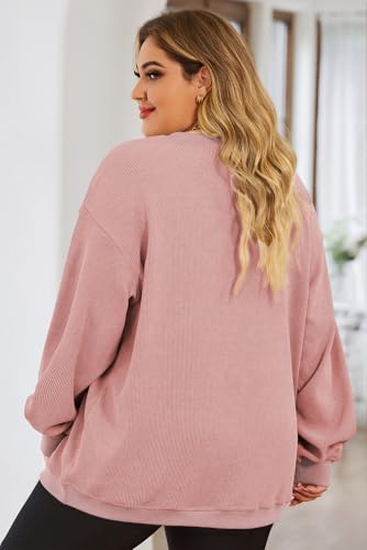 Image of Eytino Women Plus Size Sweatshirt Oversized Crew Neck Long Sleeve Tops | Fall Fashion Clothes 2026, Oversized Sweat Shirt, Soft Comfy Pullover, Travel Casual Work Lounge Daily Outfit