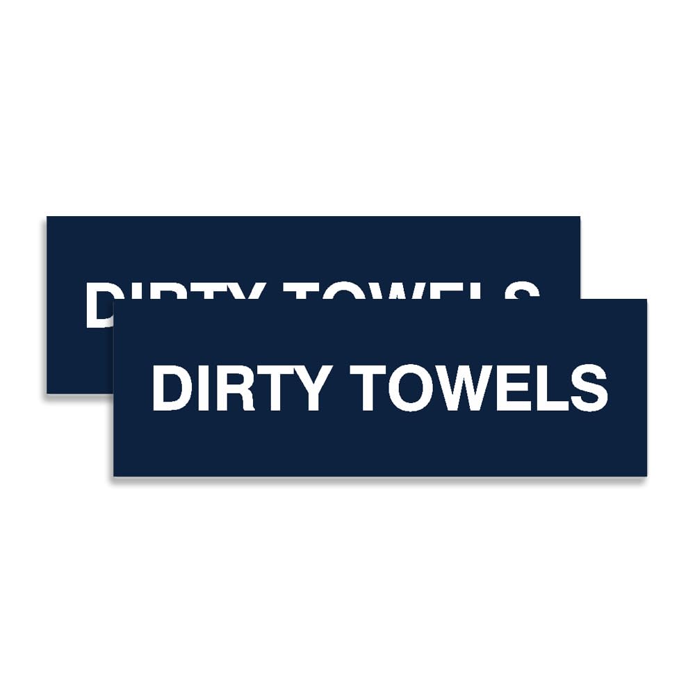 Signs ByLITA Basic Dirty Towels Sign | Laundry Room or Spa Organization (Navy Blue/White) - Medium 2 Pack