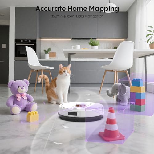 Image of Robot Vacuum and Mop, 6000Pa Robotic Vacuum with Mapping, Self-Emptying Station for 90 Days Hands-Free Cleaning, LiDAR Navigation, No-Go Zones, Wi-Fi /App /Alexa Voice Control, for Carpets Hard Floors