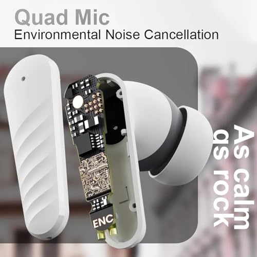 Image of True Wireless Stereo in Ear Earbuds with Environmental Noise Cancellation Quad Mic | Low Latency Gaming | Type-C Fast Charging | IPX5 Waterproof Standard | Bluetooth 5.4 Earbuds TWS [ White Gray ]