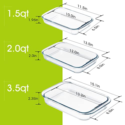 Nutriups Glass Baking Dish Set For Oven Glass Pan For Cooking Rectangular Bakeware Set Glass Casserole Dish Set Nesting For Saving Space (Set Of 3 (1.5L+2L+3.5L)) #TOP1