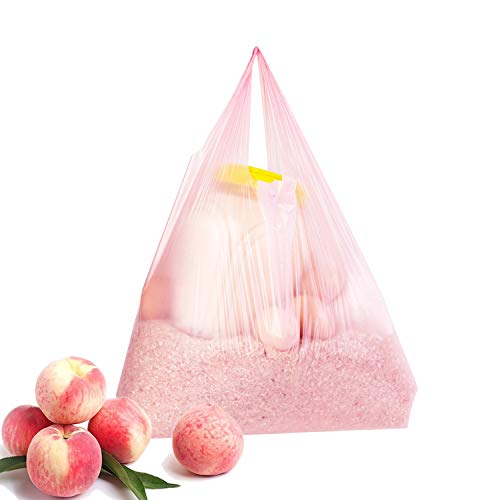 LazyMe T Shirt Bags, Pink Plastic Bags with Handles, Bolsas De Plastico Para Negocio, Grocery Bags Plastic Shopping Bags Retail Bags for Supermarket, Restaurant, 12x20 Inches (200 pcs)