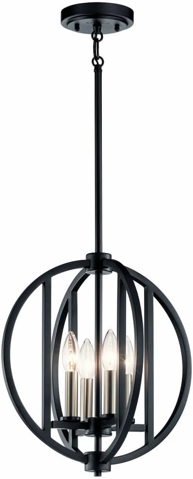 Kichler 43642BK Contemporary Modern Four Light Chandelier from Samural Collection in Black Finish