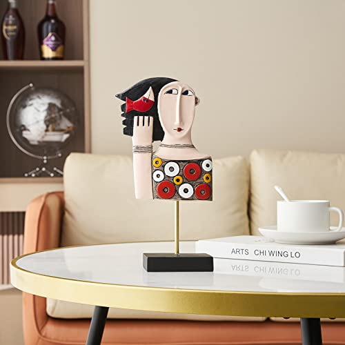 Fjs 11.14Inch Handcrafted Statues Resin Abstract Sculpture For Home Decor Modern，African Art Tribal Figurines Decorations Items, Bust Statue Decor For Bookshelf,Tv Stand,Living Room,Nightstand #TOP2