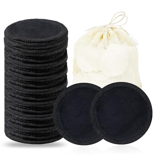 wegreeco 40 Pack Reusable Makeup Remover Pads, Washable Reusable Cotton Rounds Pads for Face, Makeup Remover Cloths for All Skin - (Black)