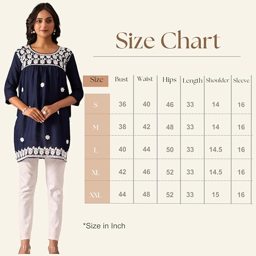 Image of Sidhidata Rayon Floral Embroidered Short Kurti | Short Anarkali Kurti for Girls | Women's Casual Sleeveless Printed Top | Tops for Women (Kurti Myra)