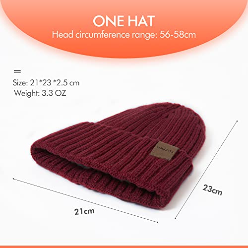 Zowya Ultrawarm Winter Beanie Hats For Men & Women Thermal Lining Double-Layer Skully Thick Knit Beanie Comfortable Skull Cap Windproof Outdoor (Ruby), 1-Hat #TOP4