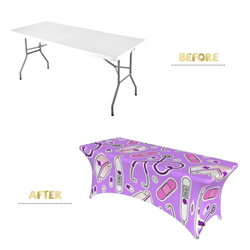 Nappe extensible violette lavable pour protéger et habiller une table de 1,8m