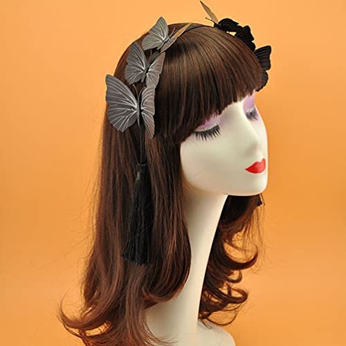 Beaupretty Butterfly Headbands Gothic Hair Band Halloween Lolita Black Headdress For Women Hair Accessory Gothic Vintage Cosplay Party Hair Accessories #TOP1