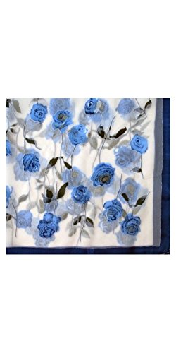 Silk Scarf – Blue Roses2
