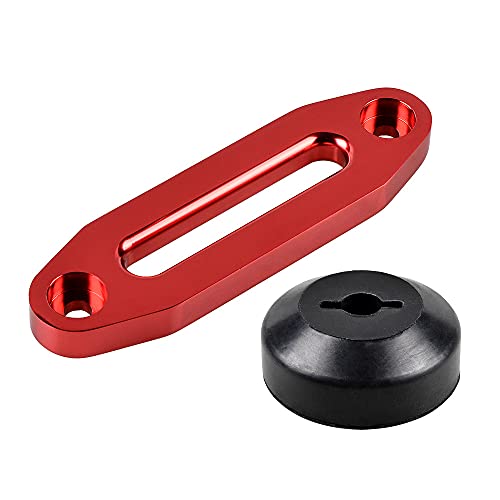 amopacorp Set Anodized Red Hawse Fairlead and Rubber Stopper for Car SUV ATV UTV Truck Off-Road 6