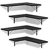 Love KANKEI Corner Shelf Wall MountedFloating Wall Shelves for StorageRustic Wood Hanging Shelves for DisplayBathroom Kitchen Bedroom Living RoomSet of 4Black