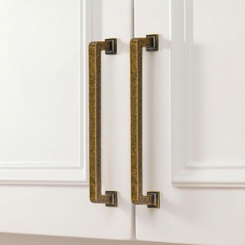 homdiy 5 Pack 7-1/2 Inch Antique Brass Cabinet Pulls, Solid Zinc Alloy