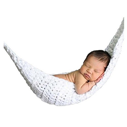 Handmade Hammock Cocoon Newborn Baby Boy Girl Photography Props Costume, White, 96cm~100cm