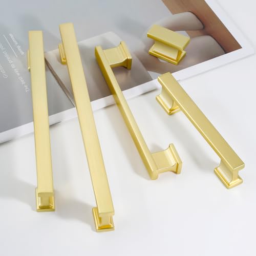 FABERHOM Brushed Brass Cabinet Handles,10 Pack 5 Inch(128mm) Hole Centers Kitchen & Bathroom Drawer Pulls,Solid Zinc Alloy Drawer Handles. by FABERHOM - Image 8