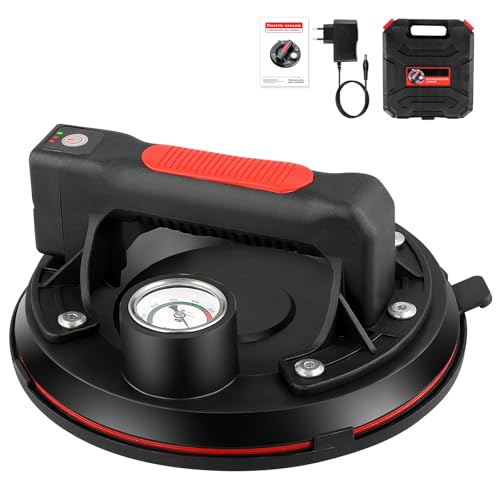 Sollevatore elettrico a vuoto, 200 kg, 203 mm, sollevatore per piastrelle, con manometro, sollevatore a piastre per vetro, laminato, marmo, ceramica, con cassetta degli attrezzi per trasporto e