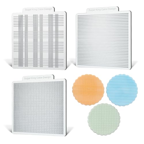 KALAIEN 3 Pack Cookie Embosser Set, Fondant Impression Mats Acrylic Embosser for Fondant Stamps, Texture Sheets for Polymer Clay, Chocolate, Cupcake Topper, Fondant Molds-Style 2