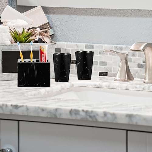 Set de baño de resina efecto mármol negro para hogar elegante 7