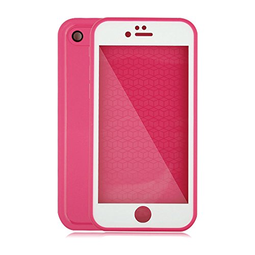 Artfeel Etui Imperméable pour iPhone 6,iPhone 6S Coque Etanche.2 en 1 Ultra mince 360 corps complet sous-marin de protection antichoc/antipoussière niveau IP68 souple caoutchouc Etui-Rose Rouge