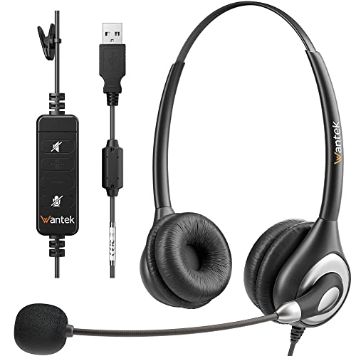 Wantek 602N Headsets mit Noise Cancelling Mikrofon und USB Stecker Typ-C-Adapter Für Call Center PC...