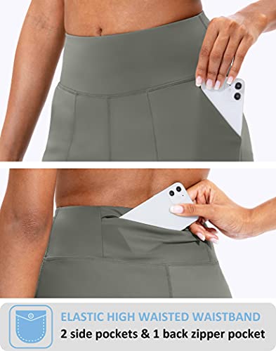 Image of SANTINY Bermuda Shorts for Women with Zipper Pocket Womens High Waisted Long Shorts for Running Workout Athletic