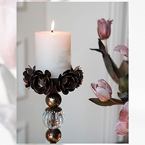 candle-holder Cast Iron Glass Flower Candle Holder Old Retro Table Decoration Candle Light Dinner Props Home Living Room Bedroom Decoration candlestick