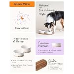 Ceramic Dog Bowls for Medium and Small Dogs - 3.2 Cup Weighted Non-Slip Food and Water Bowls with Acacia Wood Tray, Pet Bowl Set of 2 - Image 5