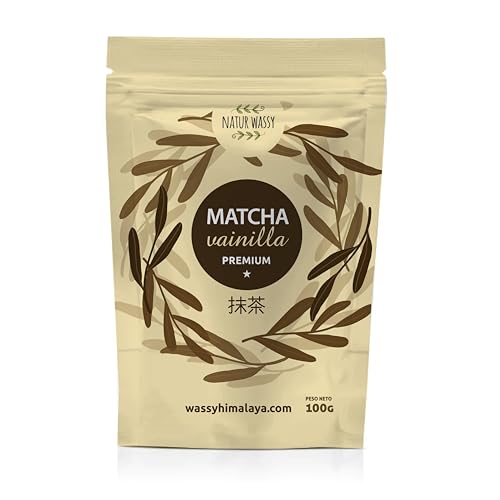 Te Matcha VAINILLA, Grado PREMIUM, En Polvo. 100% Natural. 100Gr De Te Verde Matcha Sabor a Vainilla, Potente Detox Y Antioxidante. 100 Dosis (100gr, Vainilla)