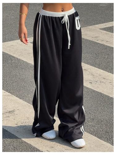 SOLY HUX Women's Plus Size Wide Leg Baggy Y2k Sweatpants Drawstring Waist Casual Pants Jersey Streetwear2