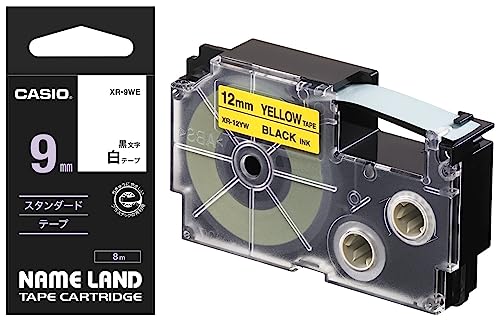 Image of Casio XR-12YW1 Label Printer Tape (Black and Yellow) & Casio XR-9WE-S-DJ /XR-9WE1-W-DJ Label Printer Tape (Black and White)