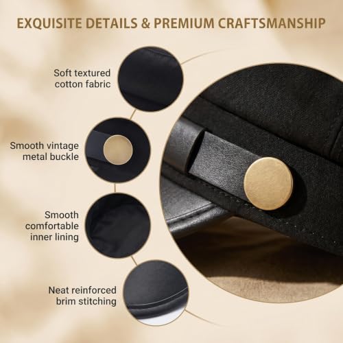 Image of VASANA Chauffeur Hat Classic Vintage Newsboy Cap Peaked Beret Cap Taxi Driver Costumes Hat Captain Sailor Hat