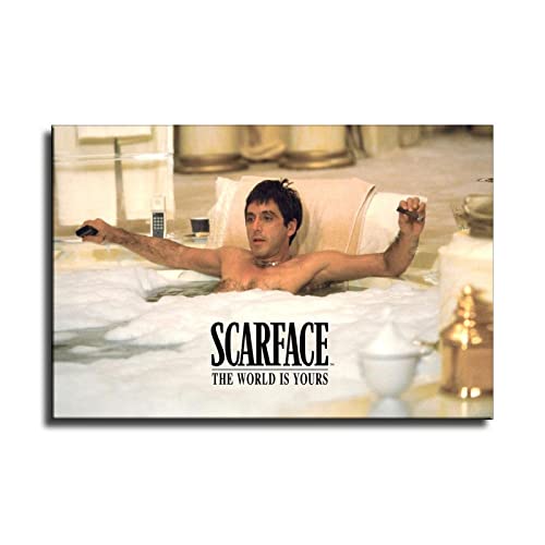 Izm Scarface Al Pacino Tony Montana Bathtub Canvas Art Poster And Wall Art Picture Print Modern Family Bedroom Decor Posters 16X24Inch(40X60Cm) #TOP18