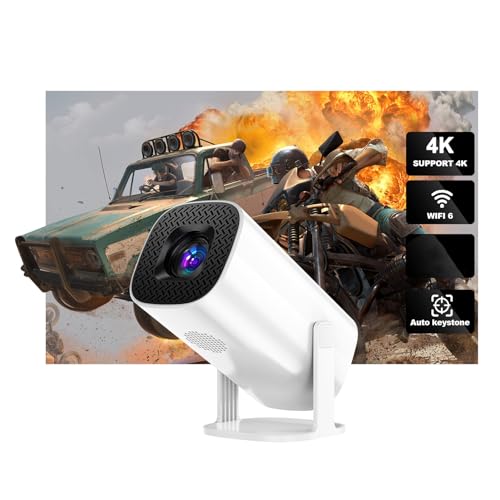 Image of Projector - 4K 1080P Support | Android 11.0 | Bluetooth 5.2 | 6 2.4/5G | 300 ANSI 10000LM | Auto Trapezoidal Correction | 16:9 & 4:3 | USB AUX | 180°Rotatable