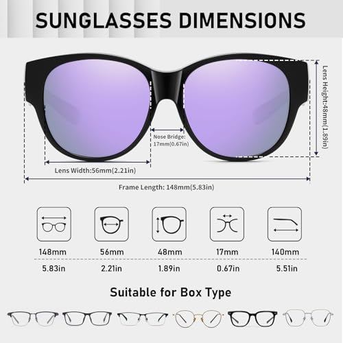 Image of HAOLOTA Fit Over Glasses Sunglasses for Women Polarized | Over Glasses Sun Glasses, UV400 Polarized Lens, Trendy Cat Eye Sunglasses, Lightweight and Flexible, Driving, Daily Use