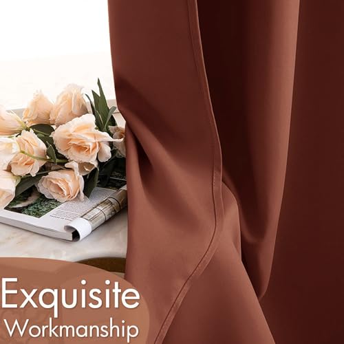 Image of MIULEE Caramel Blackout Bedroom Curtains Drapes 84 Inch Long 52 inchx84 inch | Grommet Top, Room Darkening Window Drapes, Privacy Protection, Thermal Insulated, Heat Blocking, Light Blocking