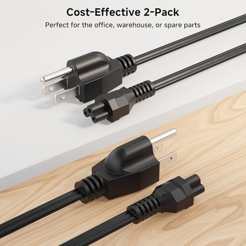 Cable Matters 2-Pack 16 AWG 13A 3 Prong Power Cord, 3ft, Black - 5