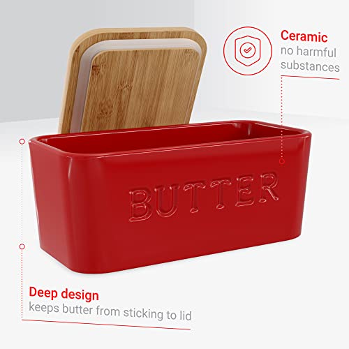 image for PriorityChef Large Butter Dish with Lid for Countertop, Ceramic Butter