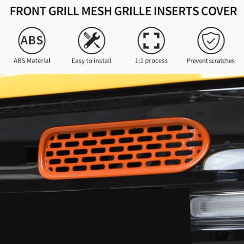 Image of Front Grill Mesh Grille Inserts Cover Frame Trims Kit 6Pcs Fit for Ford Bronco 2021-2026 2 /4 Door Exterior Accessories (Orange)