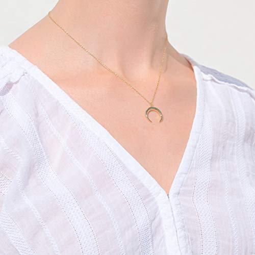Moon Necklace for Women - 18K Gold Crescent Half Moon Double Horn Dainty Necklace2