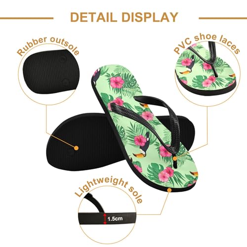Burbuja Toucans Hibiscus Flip Flops for Women Men, Soft Thong Sandals Rubber Slippers for Pool Beach Essentials3
