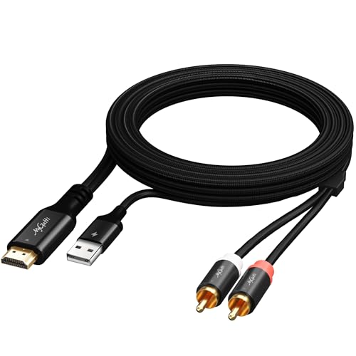 Mygatti 192 kHz jednokierunkowy kabel konwertera audio 1 m, HDMI ARC/eARC na 2RCA, zasilany przez USB, ekstraktor stereo L/R do TV do kina domowego, wzmacniacz systemowy / stare głośniki, soundbar